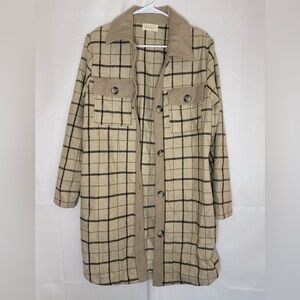 MELLODAY Checkered Tan Trench Coat